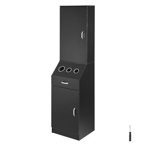 Ντουλάπα αποθήκευσης VEVOR Salon, Barber Salon Station for Hair Stylist, Hair Stylist Station Set, με 3 θήκες για πιστολάκι μαλλιών, ντουλάπια και ένα συρτάρι, μαύρο