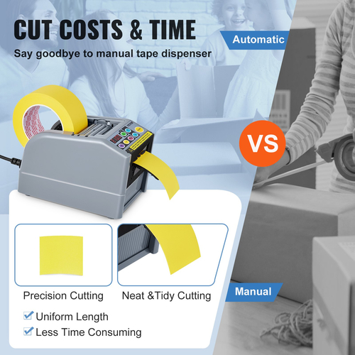 VEVOR Zcut-9 Automatic Tape Dispenser Adhesive Electric Tape Cutter Machine Packaging Tape Machine 6-60mm Tape Width