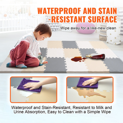 VEVOR Kids Foam Puzzle Floor Playmat 0,4 σε 16 τμχ Απαλά πλακάκια EVA που συμπλέκονται