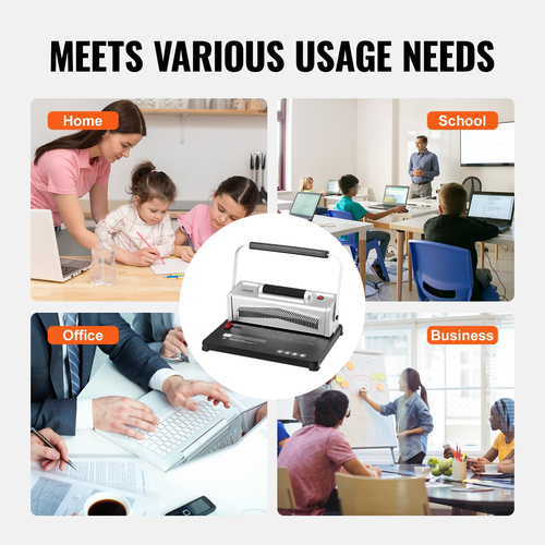 VEVOR Coil Spiral Binding Machine, Manual Book Maker with Electric Binding, 46-holes Binding 500 Sheets Punch Binder, with 100pcs 5/16&#039;&#039; Coil Binding Spines, for Letter Size, A4, A5