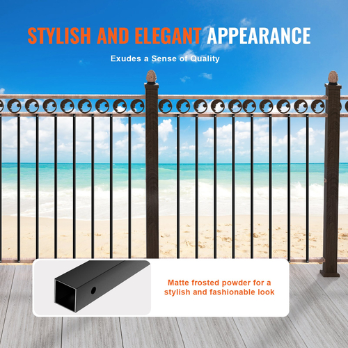Μεταλλικά κάγκελα VEVOR Staircase, 44&#039;&#039; x 0,5&#039;&#039; τετράγωνα διακοσμητικά κάγκελα από κράμα αλουμινίου, 31 πακέτο κιγκλίδωμα καταστρώματος με βίδες, κλασικό κοίλο ίσιο κιγκλίδωμα κατάστρωμα με σατέν μαύρη επίστρωση