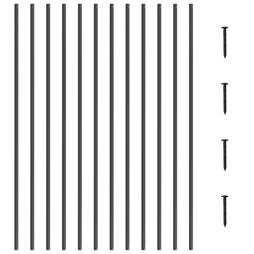 Μεταλλικά κάγκελα VEVOR Staircase, 44&#039;&#039; x 0,5&#039;&#039; τετράγωνα διακοσμητικά κάγκελα από κράμα αλουμινίου, 31 πακέτο κιγκλίδωμα καταστρώματος με βίδες, κλασικό κοίλο ίσιο κιγκλίδωμα κατάστρωμα με σατέν μαύρη επίστρωση
