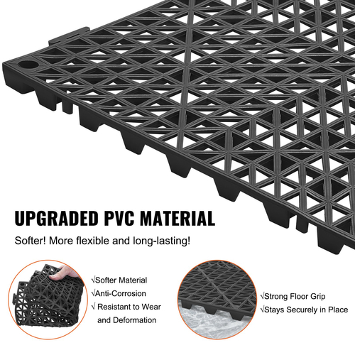 VEVOR Modular Interlocking Cushion, 50 Pack 30 x 30 cm Splicing Dranage Mats, Μαλακό PVC Πλακάκια δαπέδου αποστράγγισης, Αντιολισθητική τρύπα αποστράγγισης για τουαλέτα, Μπάνιο, Κουζίνα, Πισίνα, Υγρό Χώρο, Μαύρο