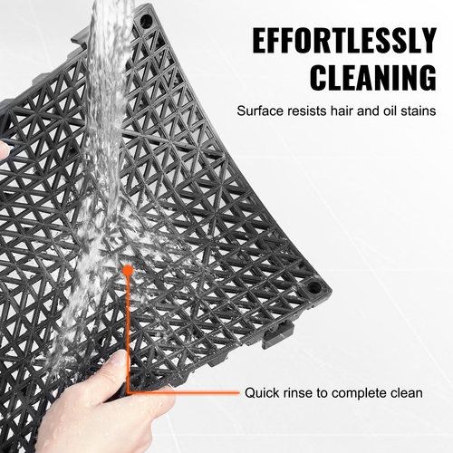VEVOR Modular Interlocking Cushion, 50 Pack 30 x 30 cm Splicing Dranage Mats, Μαλακό PVC Πλακάκια δαπέδου αποστράγγισης, Αντιολισθητική τρύπα αποστράγγισης για τουαλέτα, Μπάνιο, Κουζίνα, Πισίνα, Υγρό Χώρο, Μαύρο
