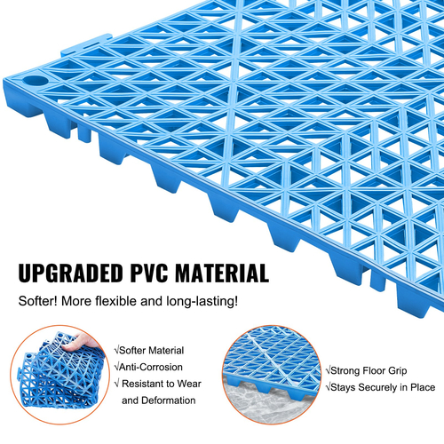 VEVOR Modular Interlocking Cushion, 50 Pack 30 x 30 cm Splicing Drinage Mats, Μαλακό PVC Πλακάκια δαπέδου αποχέτευσης, Αντιολισθητικές οπές αποστράγγισης για τουαλέτα, Μπάνιο, Κουζίνα, Πισίνα, Υγρό Χώρο, Μπλε