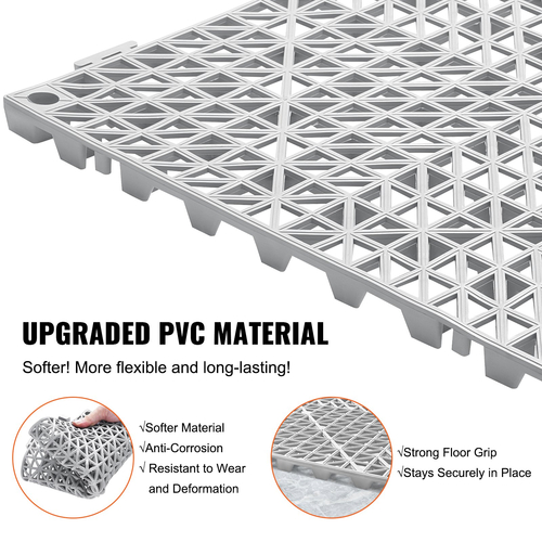 Αντιολισθητικά πλακάκια δαπέδου VEVOR Interlocking Drainage 12&quot; x 12&quot; Πλακάκια δαπέδου από PVC 12 Συσκευασία