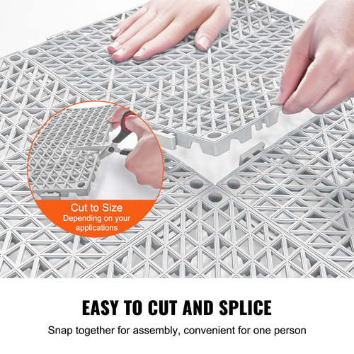 VEVOR Modular Interlocking Cushion, 50 Pack 30 x 30 cm Splicing Drinage Mats, Μαλακό PVC Πλακάκια δαπέδου αποχέτευσης, Αντιολισθητικές οπές αποστράγγισης για τουαλέτα, Μπάνιο, Κουζίνα, Πισίνα, Υγρό Χώρο, Γκρι