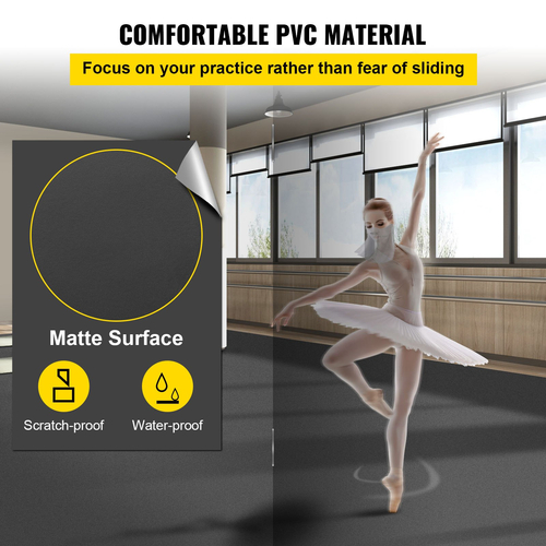 VEVOR Dance Floor, 6,6x3,9ft Dance Floor Roll, πάχος 0,06in PVC Vinyl Dance Floor, Μαύρη/Γκρι αναστρέψιμη φορητή πίστα χορού, Αντιολισθητικό δάπεδο χορού, πίστα μπαλέτου για τζαζ, ποπ, λυρικό στυλ
