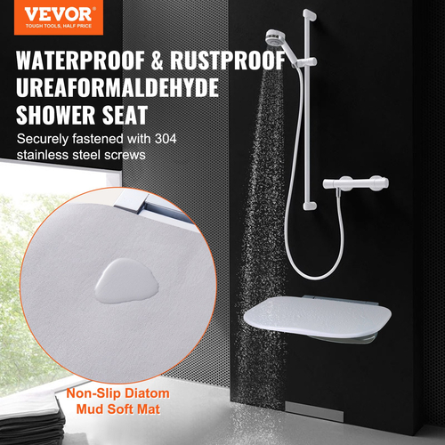 VEVOR Πτυσσόμενο κάθισμα ντους 13,6&#039;&#039; x 12,8&#039;&#039; Επιτοίχιος πάγκος ντους 450 λίβρες