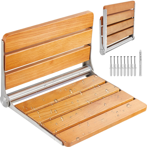 VEVOR Πτυσσόμενο δρύινο κάθισμα ντους 16,1&quot; x 13,4&quot; Πάγκος ντους στον τοίχο 440 λίβρες