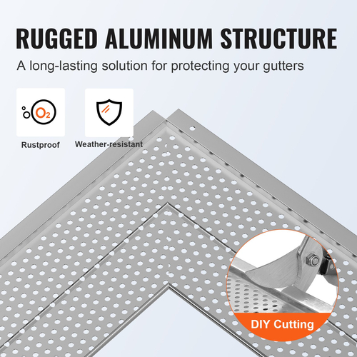 VEVOR Gutter Gutter, πλάτος 5 ιντσών, Φίλτρο αλουμινίου DIY κάλυμμα υδρορροής, 52 ΤΕΜ 208 ft Συνολικό μήκος, 0,157&#039;&#039; διάμετρος οπής &amp; 0,02&#039;&#039; Χονδρό προστατευτικό υδρορροής Raptor ταιριάζει σε κάθε στέγη ή τύπο υδρορροής