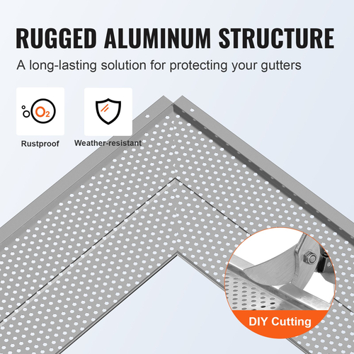 VEVOR Gutter Gutter, πλάτος 152 mm, Φίλτρο αλουμινίου DIY κάλυμμα υδρορροής, 26 ΤΕΜ 264 cm Συνολικό μήκος, διάμετρος οπής 4 mm &amp; 0,5 mm πάχος Raptor Gutter Gutters Ταιριάζει σε κάθε στέγη ή τύπο υδρορροής