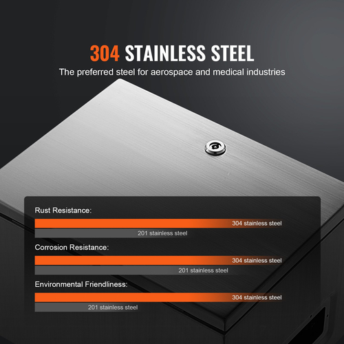 Ηλεκτρικό κουτί VEVOR Steel, 24&quot;x 20&quot;x 8&quot;, Κουτί ηλεκτρικού περιβλήματος 304 από ανοξείδωτο χάλυβα, Περίβλημα Ηλεκτρικού Ηλεκτρονικού Εξοπλισμού εξωτερικού χώρου επιτοίχια με κλειδαριά μεντεσέδες πλάκας τοποθέτησης, αδιάβροχο IP66