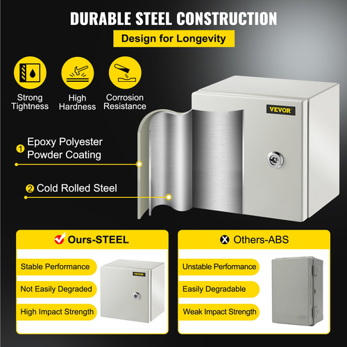 VEVOR NEMA Steel περίβλημα, 8 x 8 x 6 \&#039;\&#039; NEMA 4X Steel Electrical Box, IP66 Waterproof &amp; Dustproof, Outdoor / Indoor Electrical Junction Box