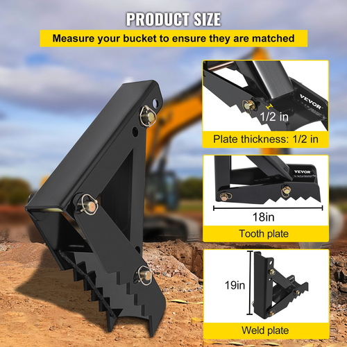 VEVOR 18\&quot; Backhoe Thumb, 1/2\&quot; Deeth Thickness Heavy Duty Excavator Thumb, Black Steel Weld On Thumb Attachments with 12mm Bolt-On Design Ρυθμιζόμενος μηχανικός αντίχειρας για εκσκαφέα/εκσκαφέας