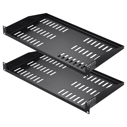 VEVOR 2PCS 1U Ράφι ραφιών διακομιστή 10&quot;/254 mm Βάθος αεριζόμενο ράφι ράφι βάσης