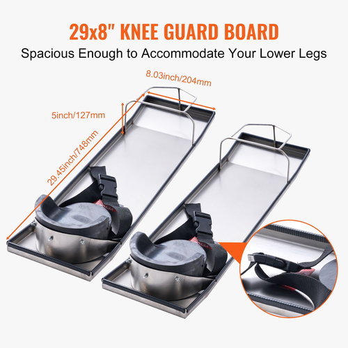 VEVOR Concrete Knee Boards Inox, 30&#039;&#039; x 8&#039;&#039; Concrete Sliders, Knee Boards for Concrete, Concrete Knee Pads Moving Sliders, με Επιγονατίδες &amp; Ιμάντες σανίδας για Τσιμέντο και Φινίρισμα από Μπετόν