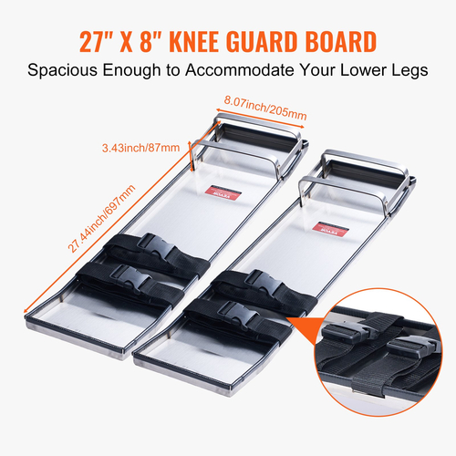 VEVOR Concrete Knee Boards από ανοξείδωτο χάλυβα, 28&#039;&#039; x 8&#039;&#039; Concrete Sliders, Knee Boards for Concrete, Concrete Knee Pads Pair Moving Sliders, με ιμάντες σανίδας για τσιμέντο και φινίρισμα από σκυρόδεμα