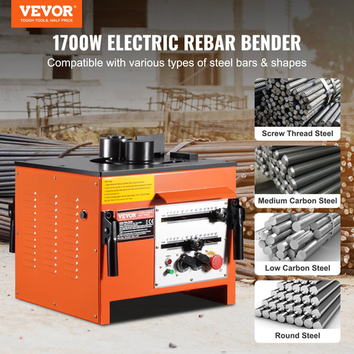 Ηλεκτρικός ράβδος οπλισμού πάγκου VEVOR 1700W 3 γωνία έως 1 ίντσα #8 (4-25 mm)