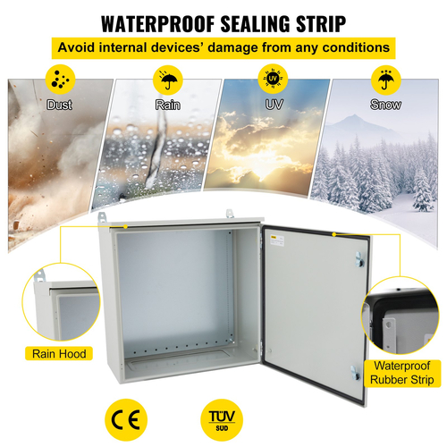 Ηλεκτρικό περίβλημα VEVOR, 28&quot; x 20&quot; x 8&quot;, περίβλημα εξωτερικού χώρου με πιστοποίηση UL NEMA 4, Ανθρακούχο κουτί διακλάδωσης ψυχρής έλασης από ανθρακούχο χάλυβα IP65 για χρήση σε εξωτερικούς χώρους, με Rain H