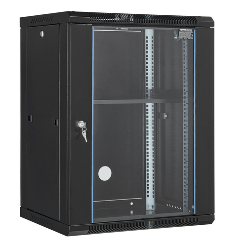VEVOR 15U Wall Mount Network Server Rack Περίβλημα ντουλαπιού 18&#039;&#039; Γυάλινη κλειδαριά πόρτας