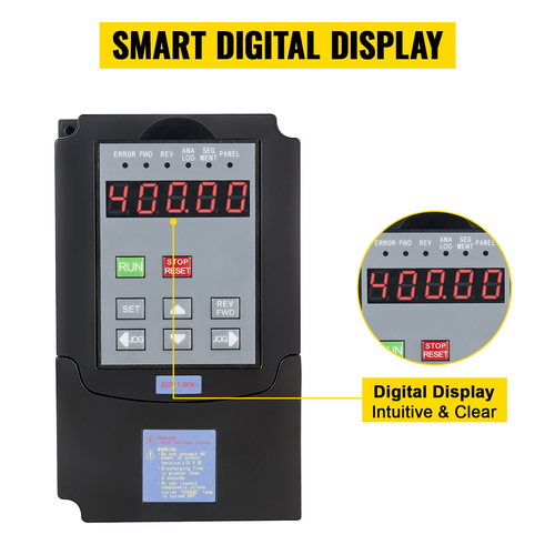 Μετατροπέας μεταβλητής συχνότητας VEVOR 5,5 KW VFD 220 V Μετατροπέας κίνησης μεταβλητής συχνότητας Εξοικονόμηση συχνότητας Λειτουργεί αυτόματα με είσοδο 1 ή 3 φάση και έξοδο 3 φάσεων για έλεγχο ταχύτητας κινητήρα ατράκτου