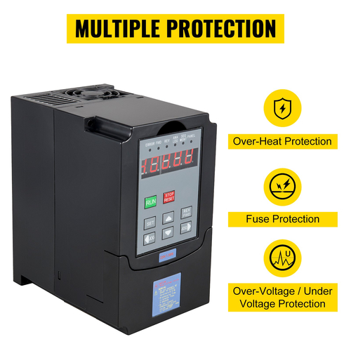 Μετατροπέας μεταβλητής συχνότητας VEVOR 5,5 KW VFD 220 V Μετατροπέας κίνησης μεταβλητής συχνότητας Εξοικονόμηση συχνότητας Λειτουργεί αυτόματα με είσοδο 1 ή 3 φάση και έξοδο 3 φάσεων για έλεγχο ταχύτητας κινητήρα ατράκτου
