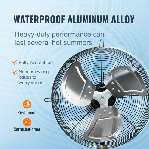 VEVOR Shutter Exhaust Fan Shop Εξατμιστήρας 254 mm Επιτοίχιος 753 CFM κινητήρας AC