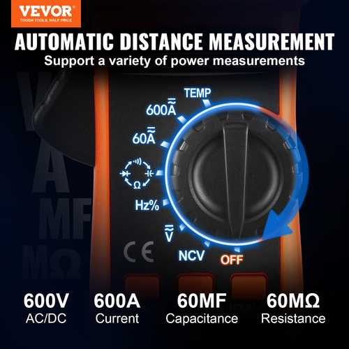 VEVOR Ψηφιακός μετρητής σφιγκτήρα Πολύμετρο True RMS AC DC Volt Amp NCV Measurement