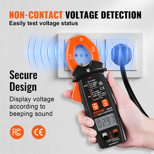VEVOR Ψηφιακός μετρητής σφιγκτήρα T-RMS, 6000 Counts, 600A Clamp Multimeter Tester, Μετρά αντίσταση τάσης ρεύματος διόδους Συνέχεια διατήρησης δεδομένων, NCV για οικιακές συσκευές, συντήρηση σιδηροδρομικής βιομηχανίας