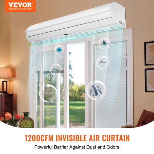 VEVOR 1,2m Commercial Air Curtain Indoor Super Power 2 Speeds 2038m³/h, Επιτοίχια κουρτίνες για πόρτες με πιστοποίηση UL, ανεμιστήρας εσωτερικού χώρου με οριακό διακόπτη βαρέως τύπου, Εύκολη εγκατάσταση χωρίς θέρμανση