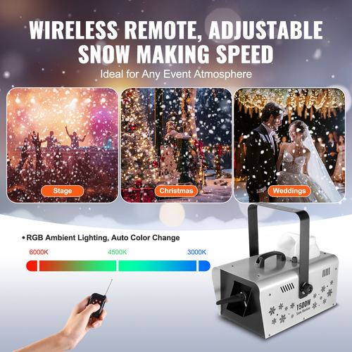 VEVOR Snow Machine 1500W Ασύρματη Χειροκίνητη Κρεμαστή Μηχανή Χιονιού