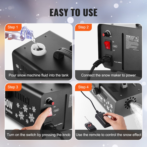 VEVOR Snow Machine 650W Handheld Handging Snow Making Machine for Holidays