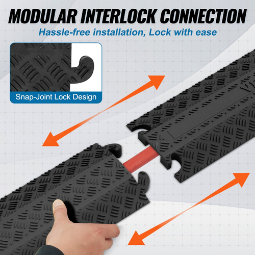VEVOR 2 PCs Drop Over Cable Cover Ramp, χωρητικότητα φορτίου 2.000 lbs/άξονα, ράμπα προστασίας σωλήνα καλωδίου βαρέως τύπου, κάλυμμα καλωδίου δαπέδου για χώρους υψηλής κυκλοφορίας πεζοπορίας Εσωτερικός εξωτερικός χώρος οικιακού γραφείου Αποθήκη σχολείου