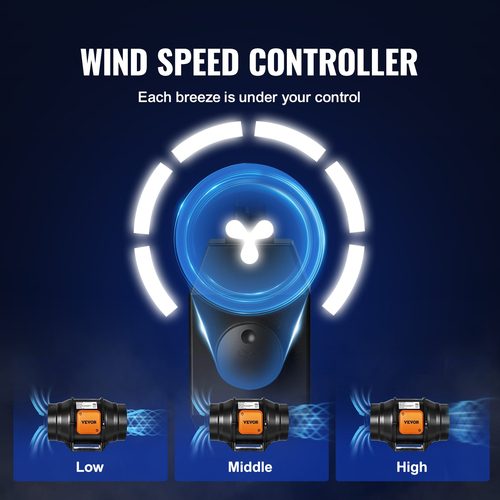 VEVOR 152,4 mm Inline Duct Fan Kit HVAC Exhaust Blower Kit Έλεγχος μεταβλητής ταχύτητας AC