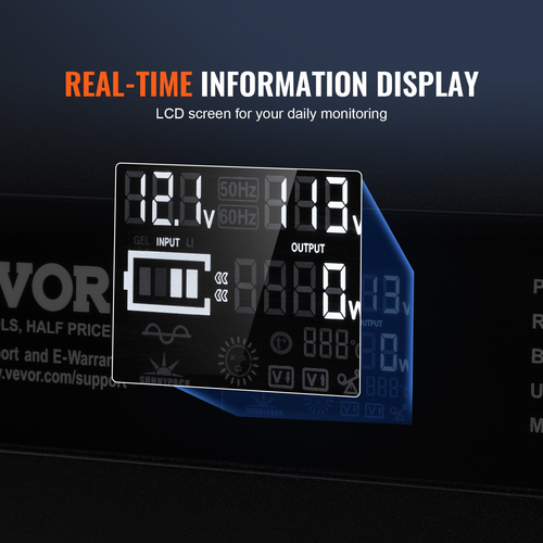 VEVOR Modified Sine Wave Power Inverter 3000W DC12V to AC230V LCD Οθόνη CE FCC