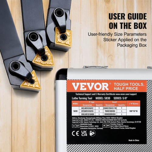 Βάση εργαλείων τόρνου VEVOR 3 τεμαχίων Indexable, 5/8 ίντσες, CNC βαρέως τύπου μεταλλικά εργαλεία κοπής τόρνου, με θήκη αλουμινίου επικαλυμμένα με επικάλυψη από καρβίδιο, για περιστροφή αυλακώσεων με σπειρώματα αποκοπής θήκες