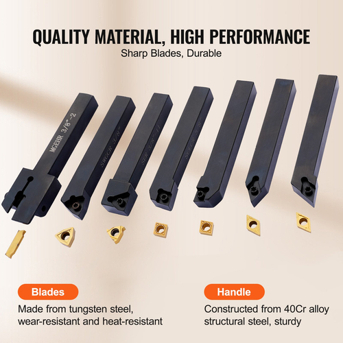 Βάση εργαλείου τόρνου VEVOR 7 τεμαχίων Indexable, 3/8 in, CNC βαρέως τύπου μεταλλικό τόρνο κοπής, με θήκη αλουμινίου επικαλυμμένο με επικάλυψη από καρβίδιο, για περιστροφή αυλακώσεων με σπειρώματα κοπής στήριγμα Se