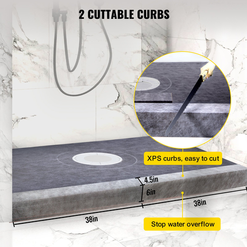 VEVOR Waterproofing Shower Kit Σετ Ντους Δίσκος 38&#039;&#039;x60&#039;&#039; με Κεντρική Αποχέτευση PVC