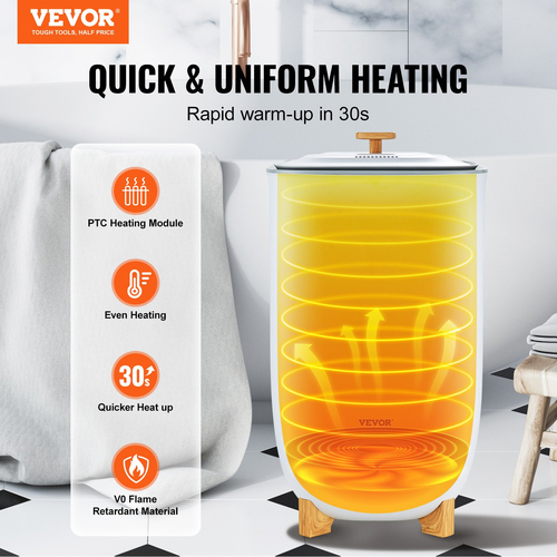 VEVOR 35L μεγάλος κάδος θερμαντήρα για πετσέτες με λειτουργία στεγνώματος οθόνης LED &amp; λευκό χρονοδιακόπτη