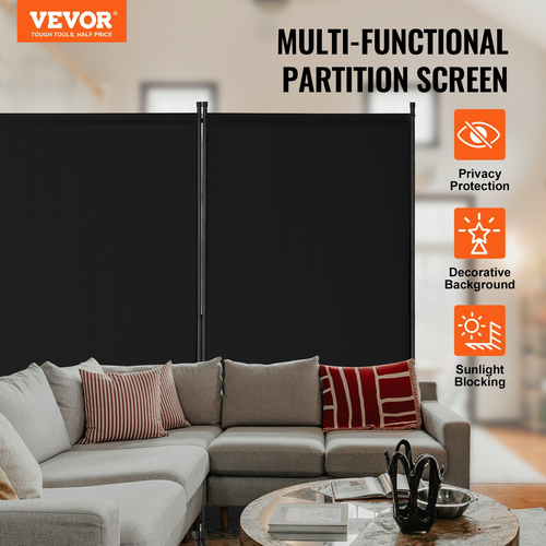VEVOR Room Divider 4 Panels Υφασμάτινη οθόνη απορρήτου για υπνοδωμάτιο γραφείου Μαύρη