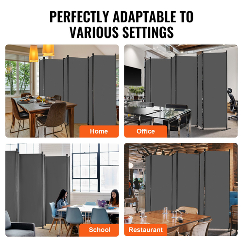 VEVOR Room Divider 6 Panels Fabric Room Privacy Screen for Office Υπνοδωμάτιο Γκρι