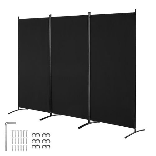 VEVOR Room Divider 3 Panels Fabric Room Privacy Screen for Office Υπνοδωμάτιο Μαύρο