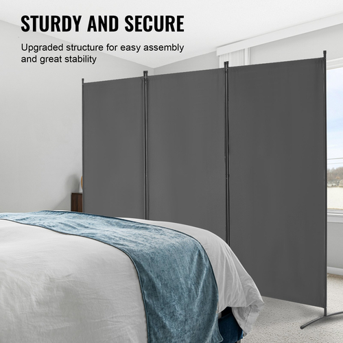 VEVOR Room Divider 3 Panels Fabric Room Privacy Screen for Office Υπνοδωμάτιο Γκρι