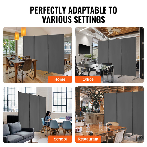 VEVOR Room Divider 3 Panels Fabric Room Privacy Screen for Office Υπνοδωμάτιο Γκρι