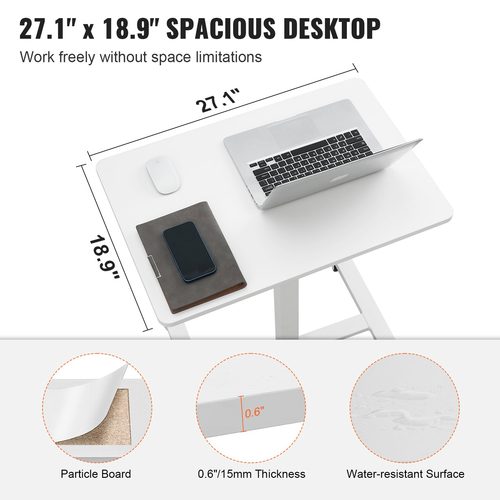 VEVOR Mobile Standing Desk, 28&quot;-44&quot; Gas-Spring Desk ρυθμιζόμενο ύψος, 4 περιστρεφόμενοι τροχοί 360° (2 με δυνατότητα κλειδώματος) Φορητό κυλιόμενο τραπέζι φορητού υπολογιστή Καλάθι υπολογιστή για σχολείο στο σπίτι, 40LBS Φόρτωση