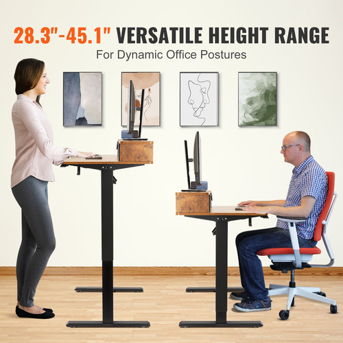Γραφείο ρυθμιζόμενου ύψους VEVOR, 47,2&quot; x 23,6&quot; Ηλεκτρικός σταθμός εργασίας με διπλή οθόνη ανύψωσης, Ολόκληρη επιφάνεια επιτραπέζιας βάσης κάθεται για να σταθεί, 3-πλήκτρα Λειτουργίες στιβαρό διπλό μεταλλικό πλαίσιο, χωρητικότητα 180 LBS για υπολογιστές σπιτιού και γραφείου