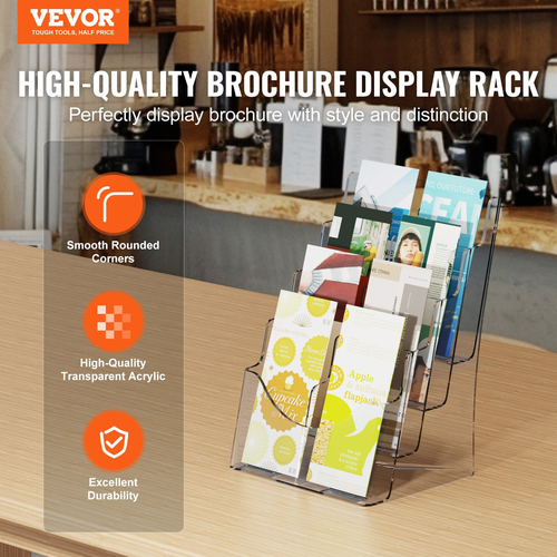 Βάση μπροσούρας VEVOR Acrylic 8,5 x 11 ιντσών 4-Tier Literature Stand Display Rack