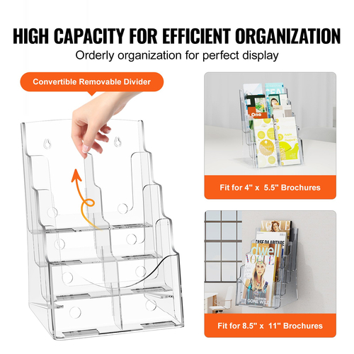 Βάση μπροσούρας VEVOR Acrylic 8,5 x 11 ιντσών 4-Tier Literature Stand Display Rack