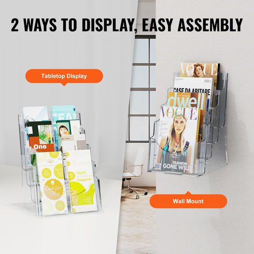 Βάση μπροσούρας VEVOR Acrylic 8,5 x 11 ιντσών 4-Tier Literature Stand Display Rack